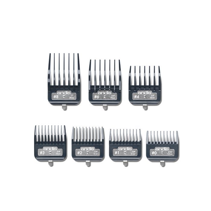 Andis Premium Metal Clip Comb Set 7 pcs - Sizes 0, 1, 2, 3, 4, 6, 8